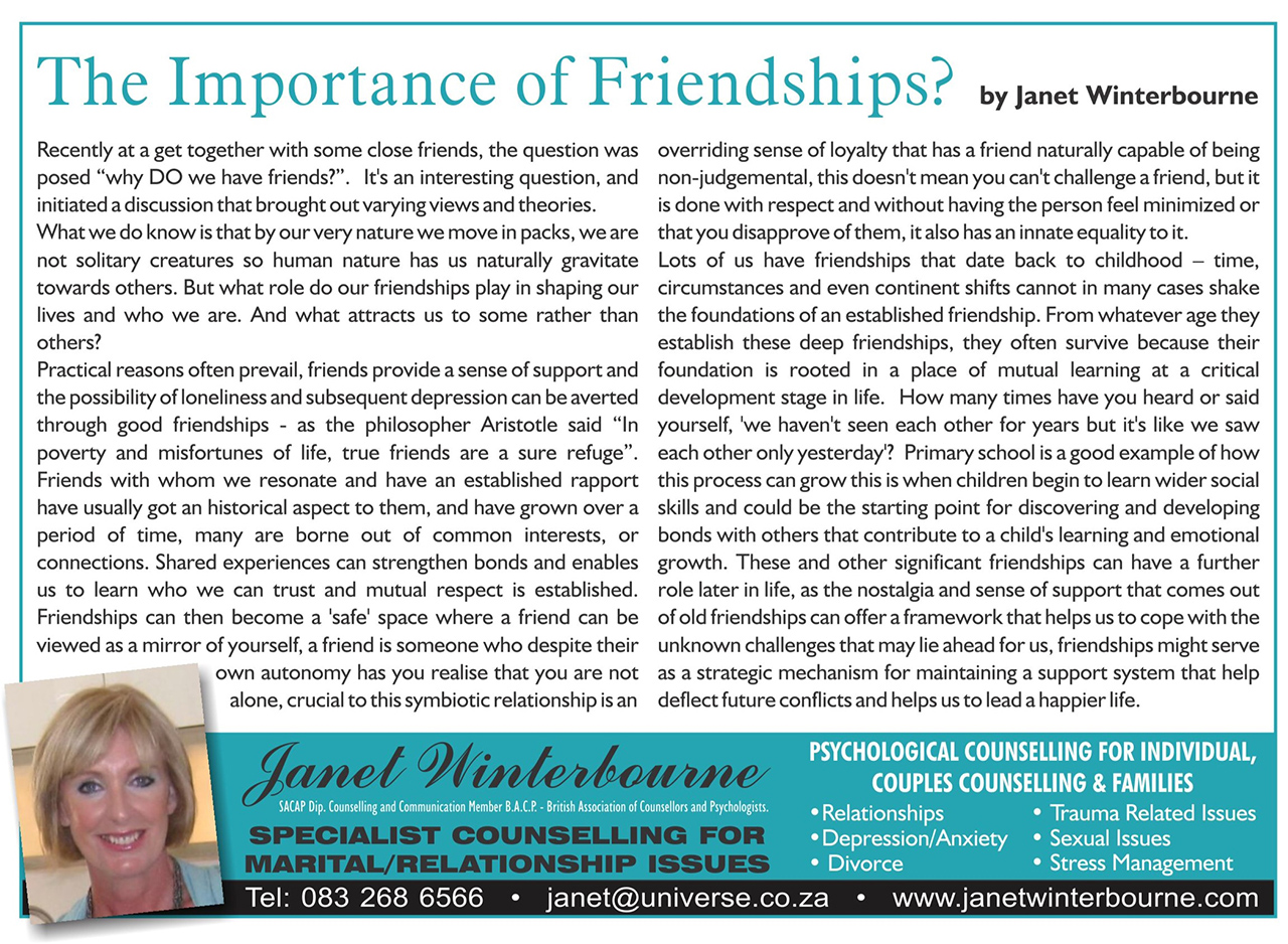 The Importance of Friendship Psychologist Cape Town